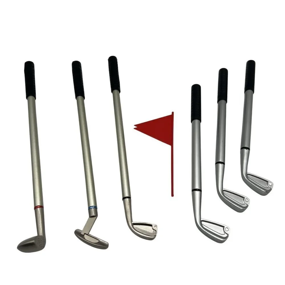 Mini Golf Club 6 Pens Two Sets Desktop Putting Game Accessories Office Dad Gift